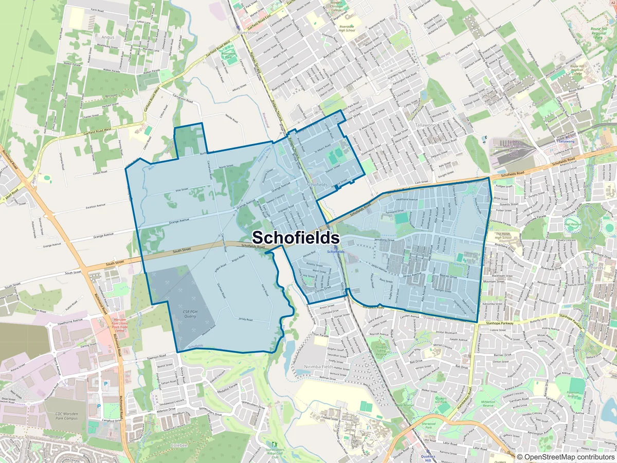 Map of Schofields, NSW, Australia