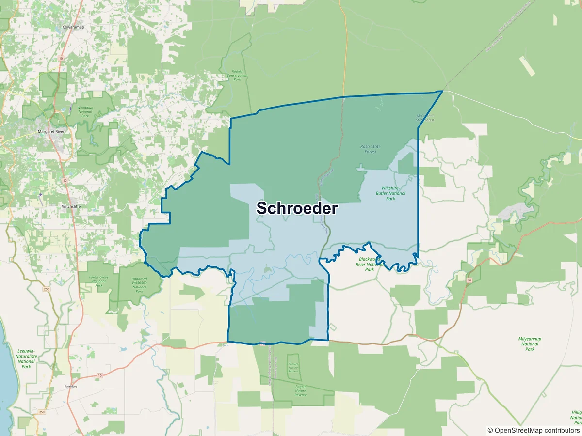 Map of Schroeder, WA, Australia