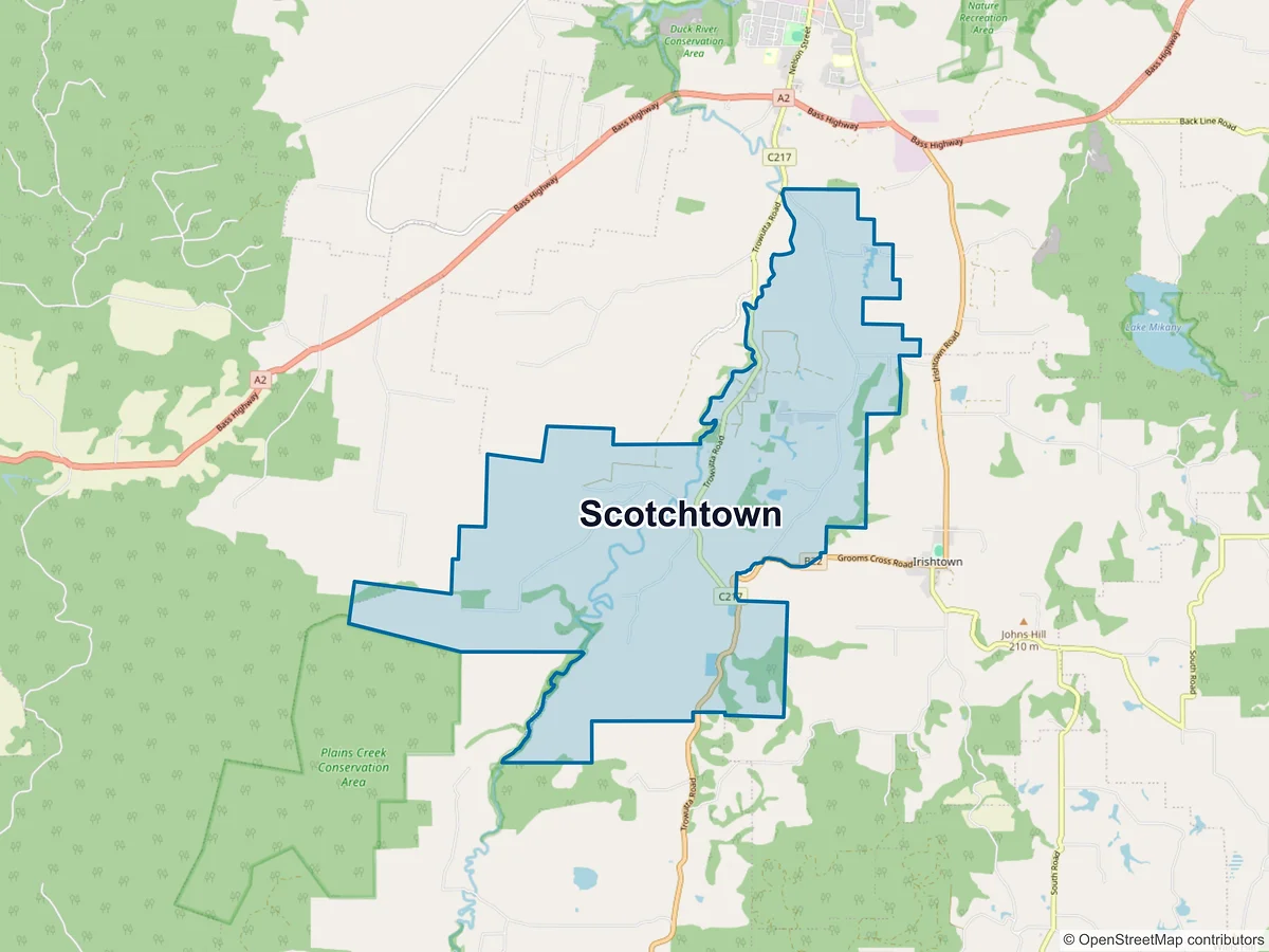 Map of Scotchtown, TAS, Australia