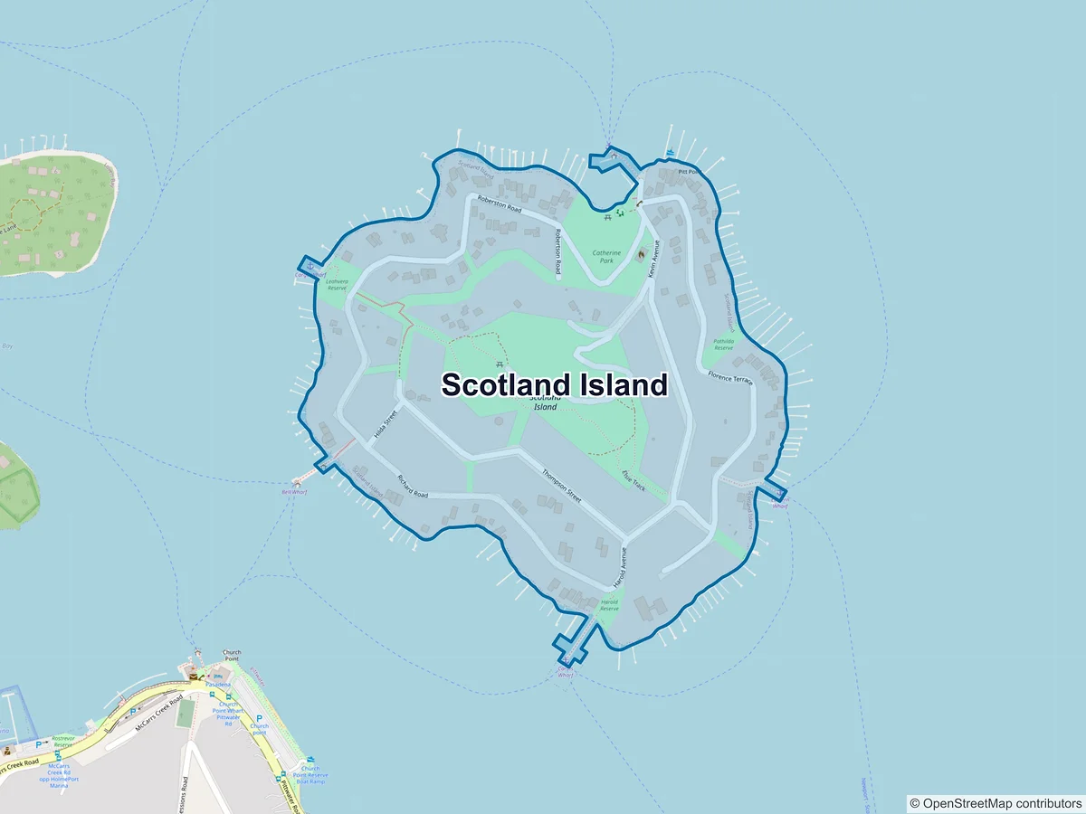 Map of Scotland Island, NSW, Australia