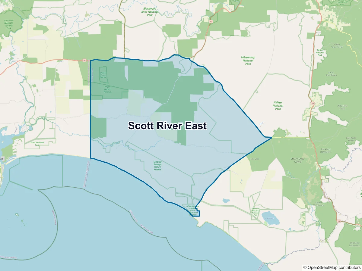 Map of Scott River East, WA, Australia