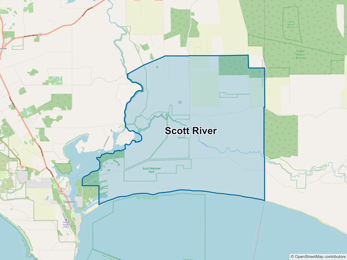 Map of Scott River, WA, Australia
