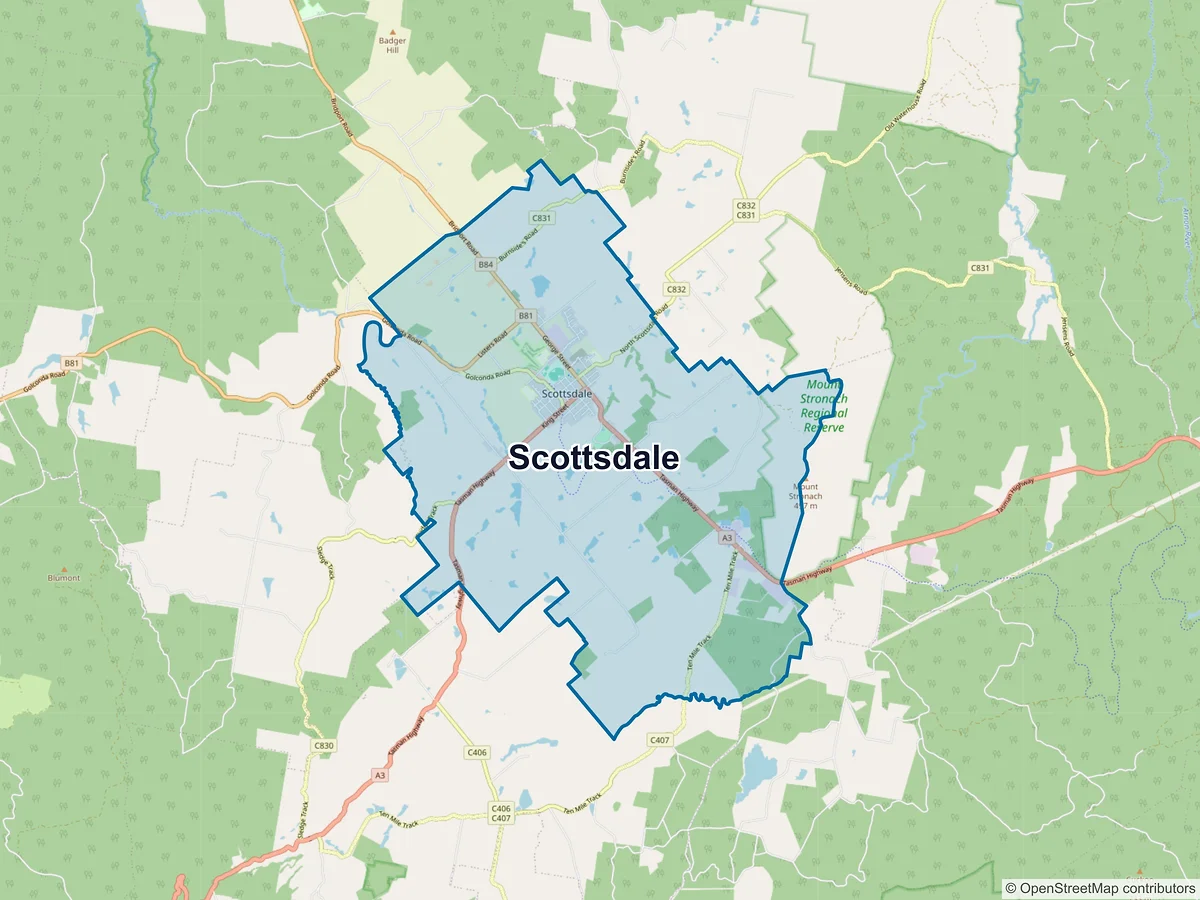 Map of Scottsdale, TAS, Australia