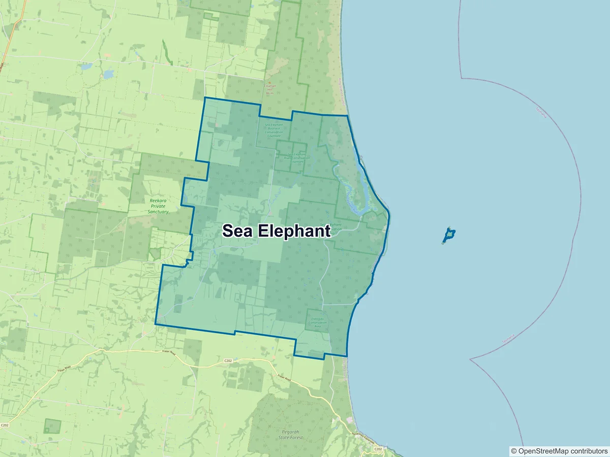 Map of Sea Elephant, TAS, Australia