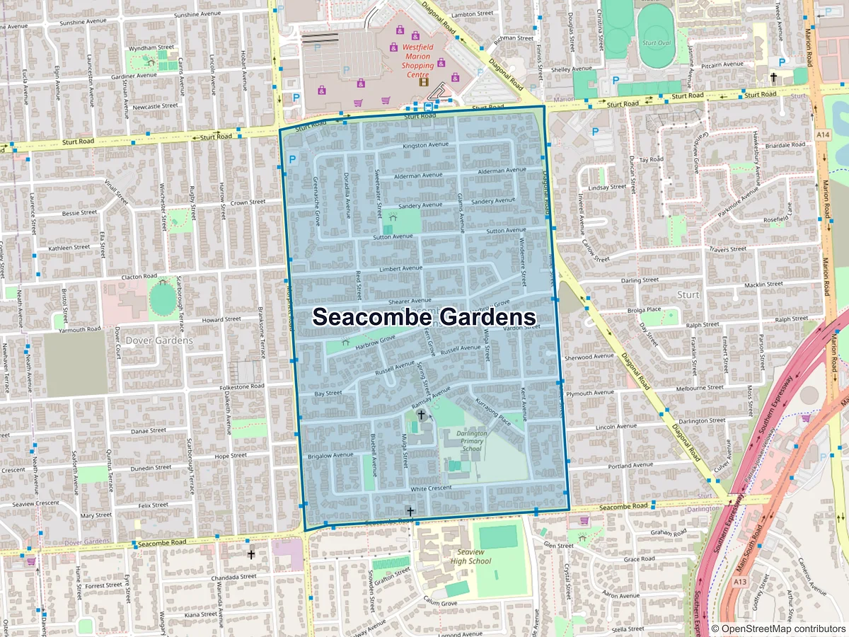 Map of Seacombe Gardens, SA, Australia