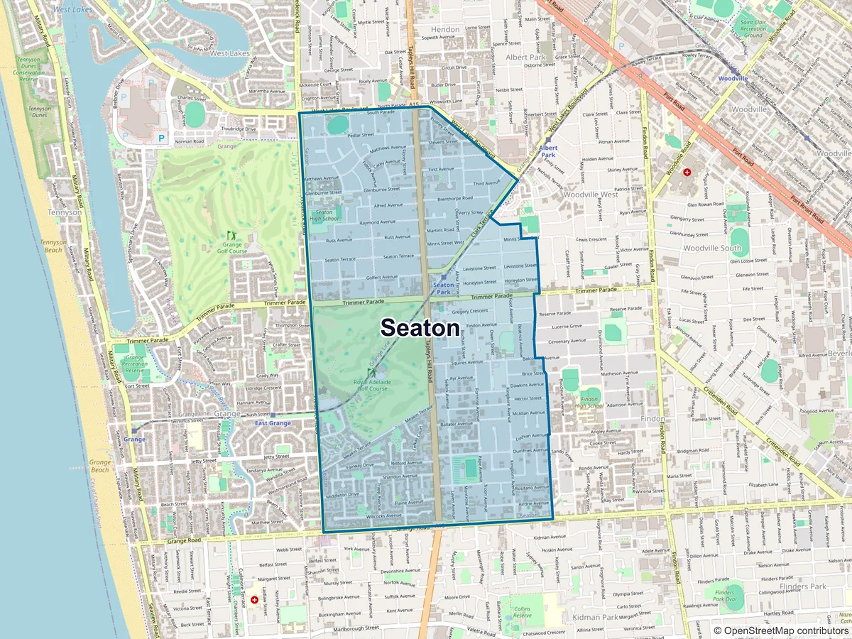 Map of Seaton, SA, Australia
