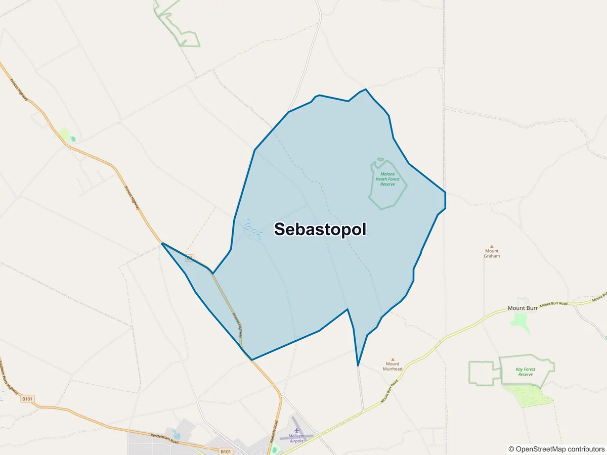 Map of Sebastopol, SA, Australia