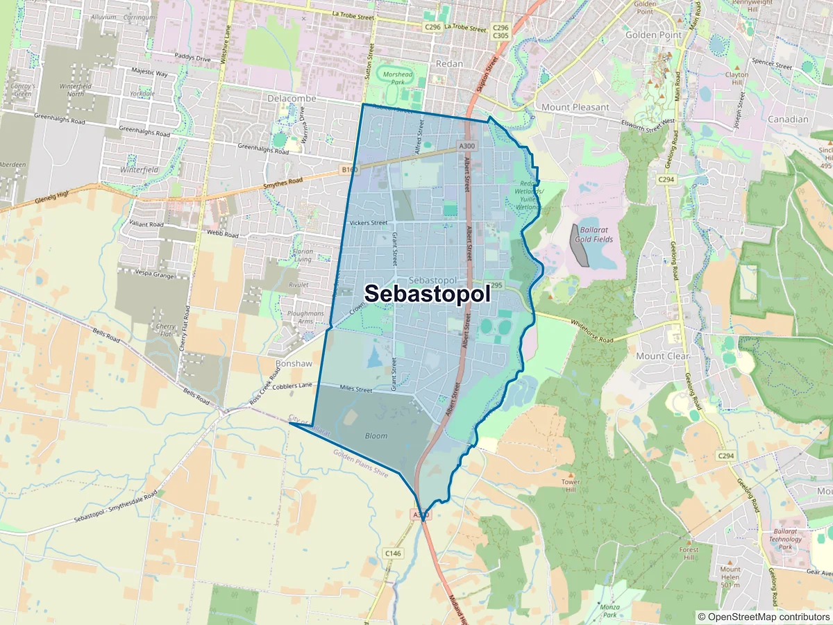 Map of Sebastopol, VIC, Australia