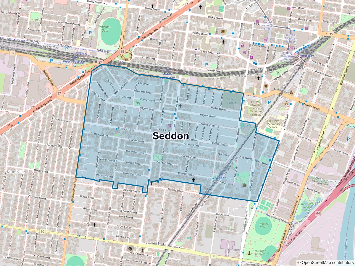 Map of Seddon, VIC, Australia
