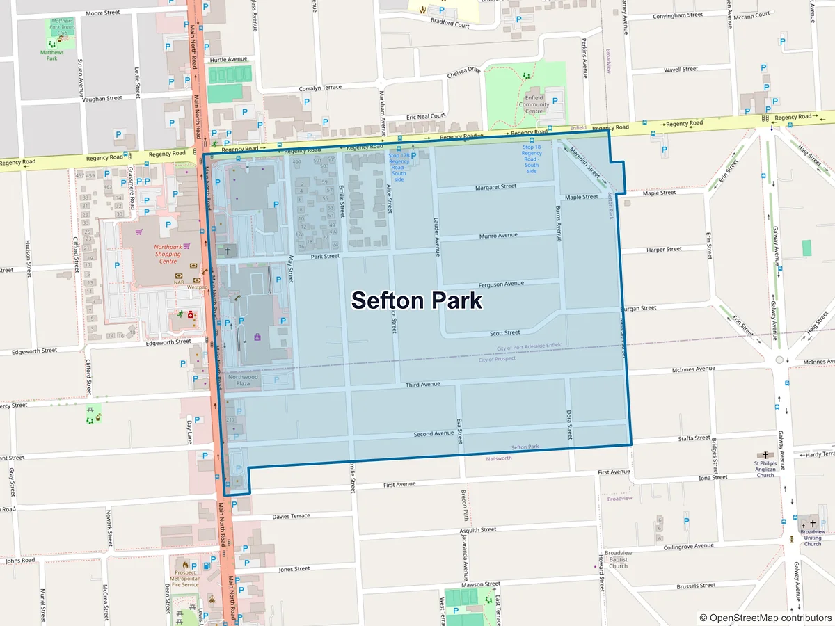 Map of Sefton Park, SA, Australia