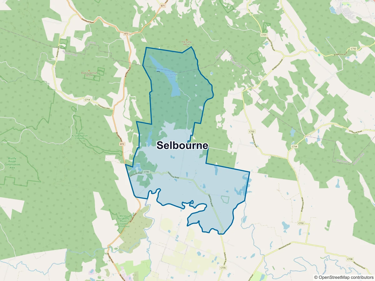 Map of Selbourne, TAS, Australia