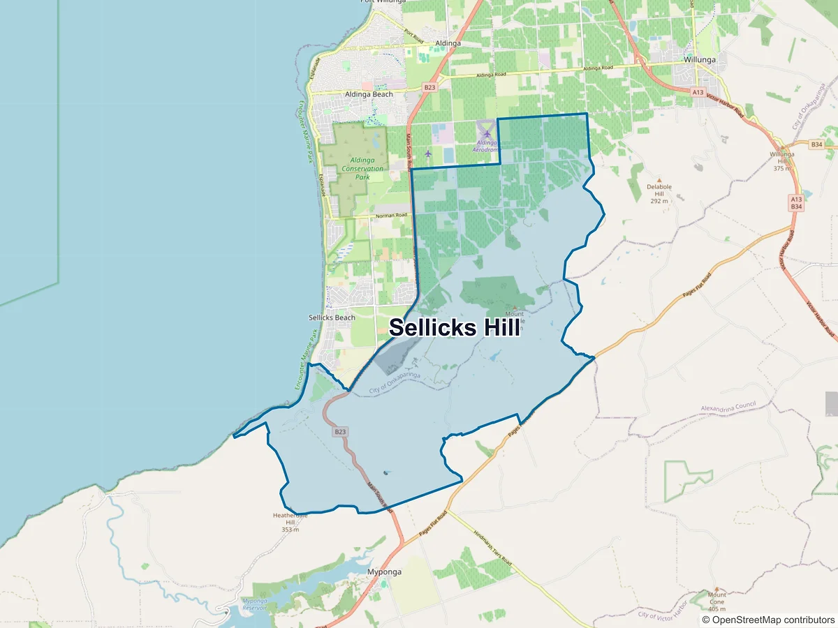 Map of Sellicks Hill, SA, Australia