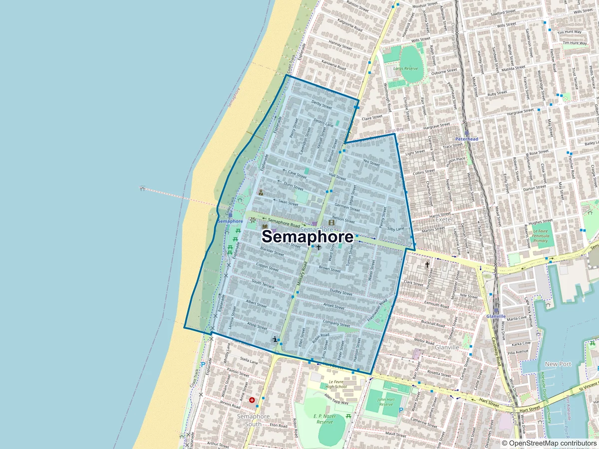 Map of Semaphore, SA, Australia