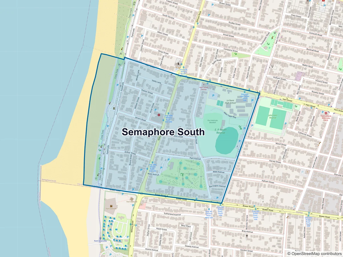 Map of Semaphore South, SA, Australia