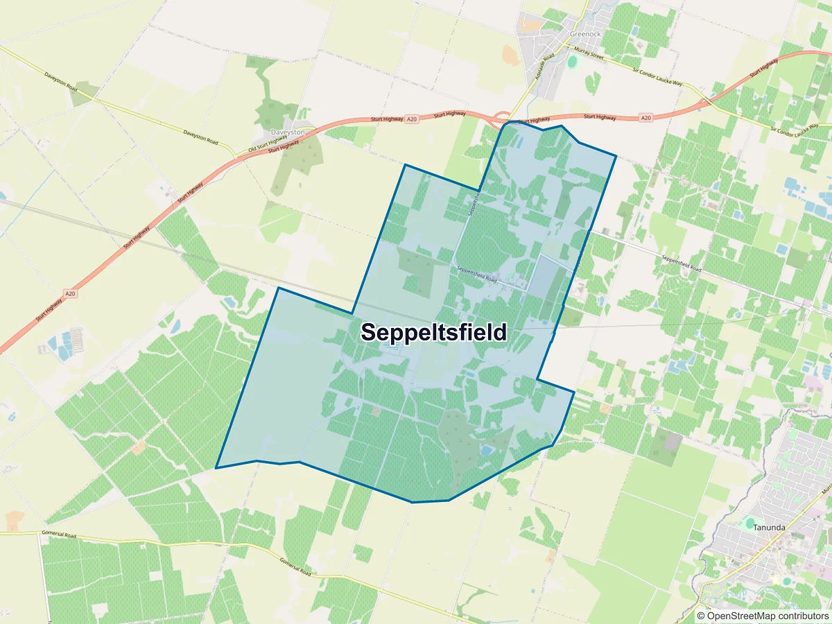 Map of Seppeltsfield, SA, Australia