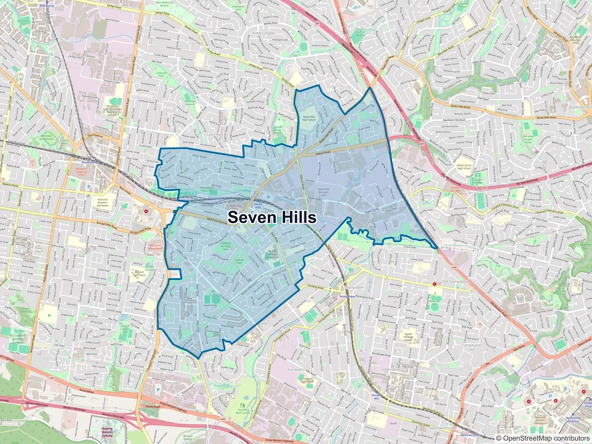 Map of Seven Hills, NSW, Australia
