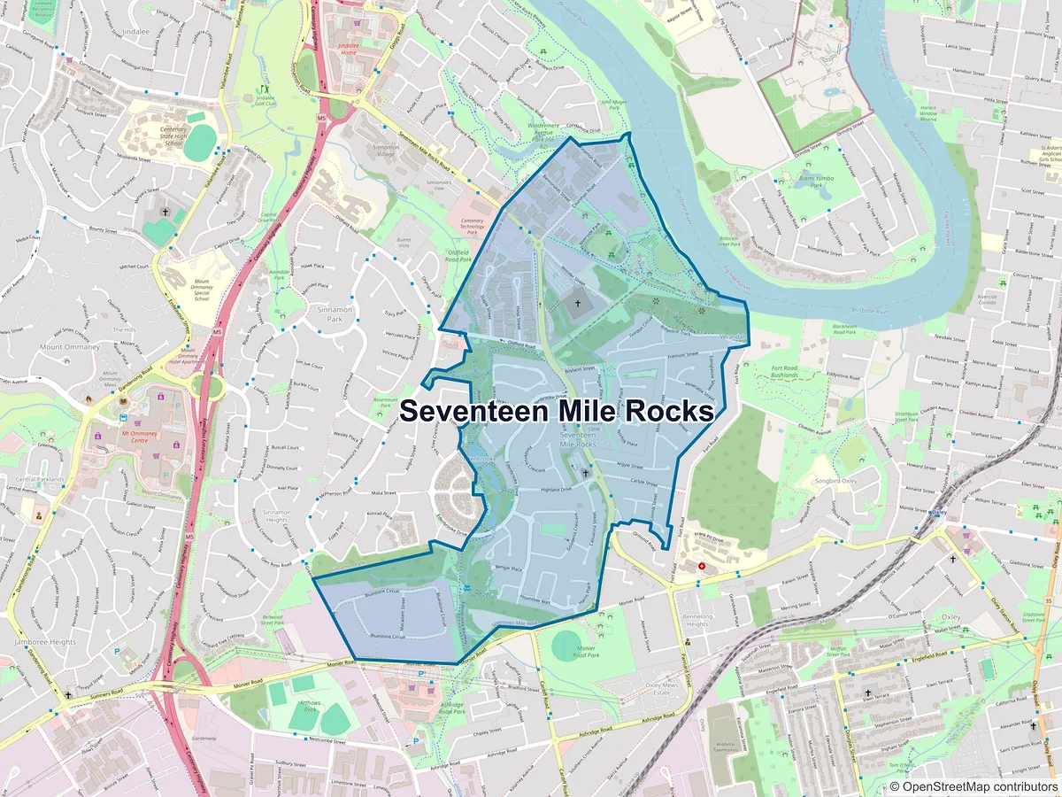 Map of Seventeen Mile Rocks, QLD, Australia