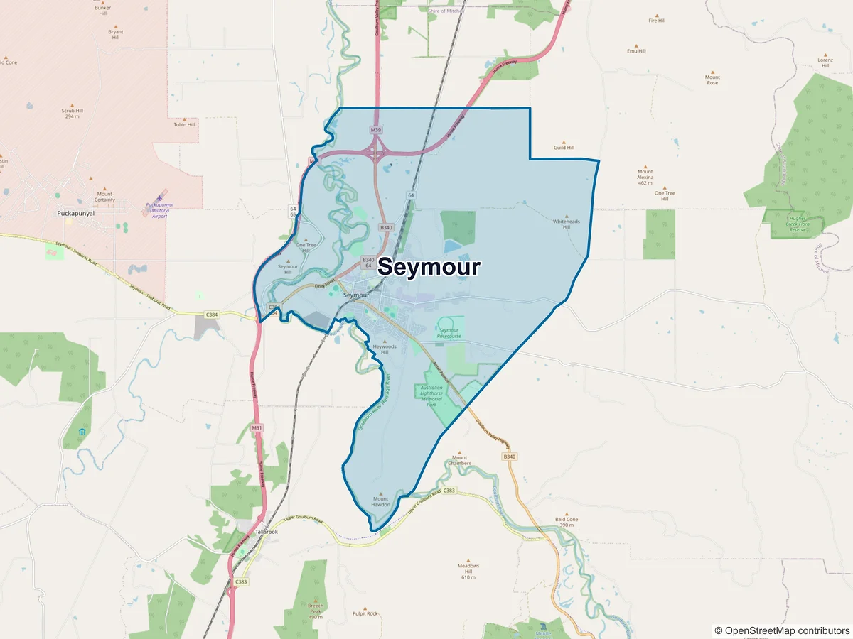 Map of Seymour, VIC, Australia