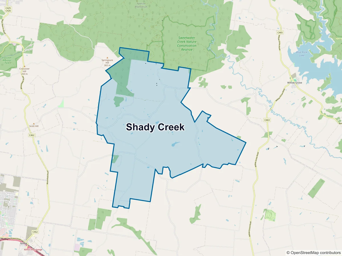 Map of Shady Creek, VIC, Australia