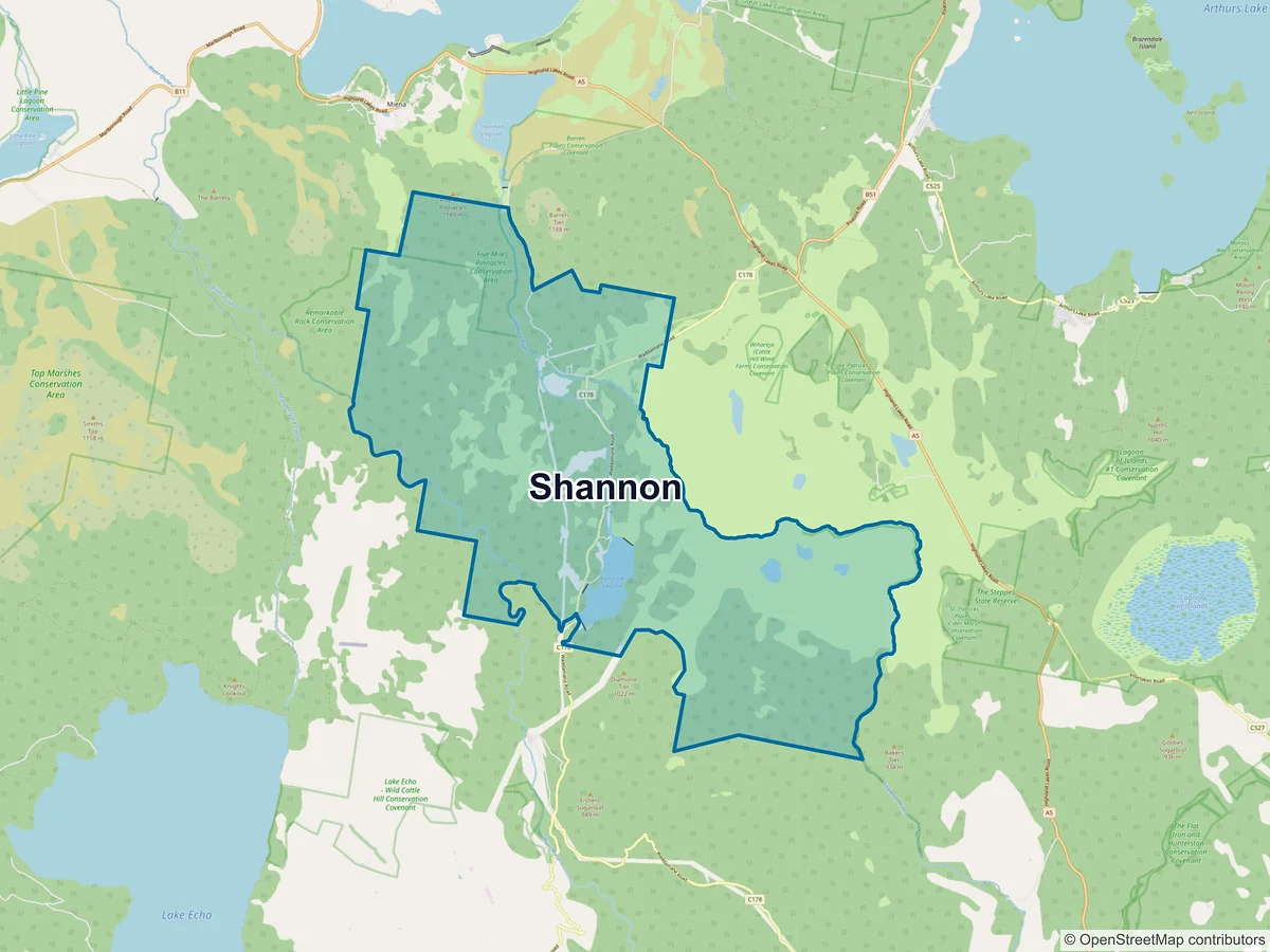 Map of Shannon, TAS, Australia