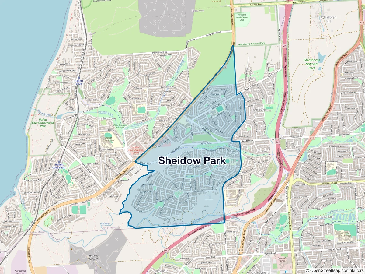 Map of Sheidow Park, SA, Australia