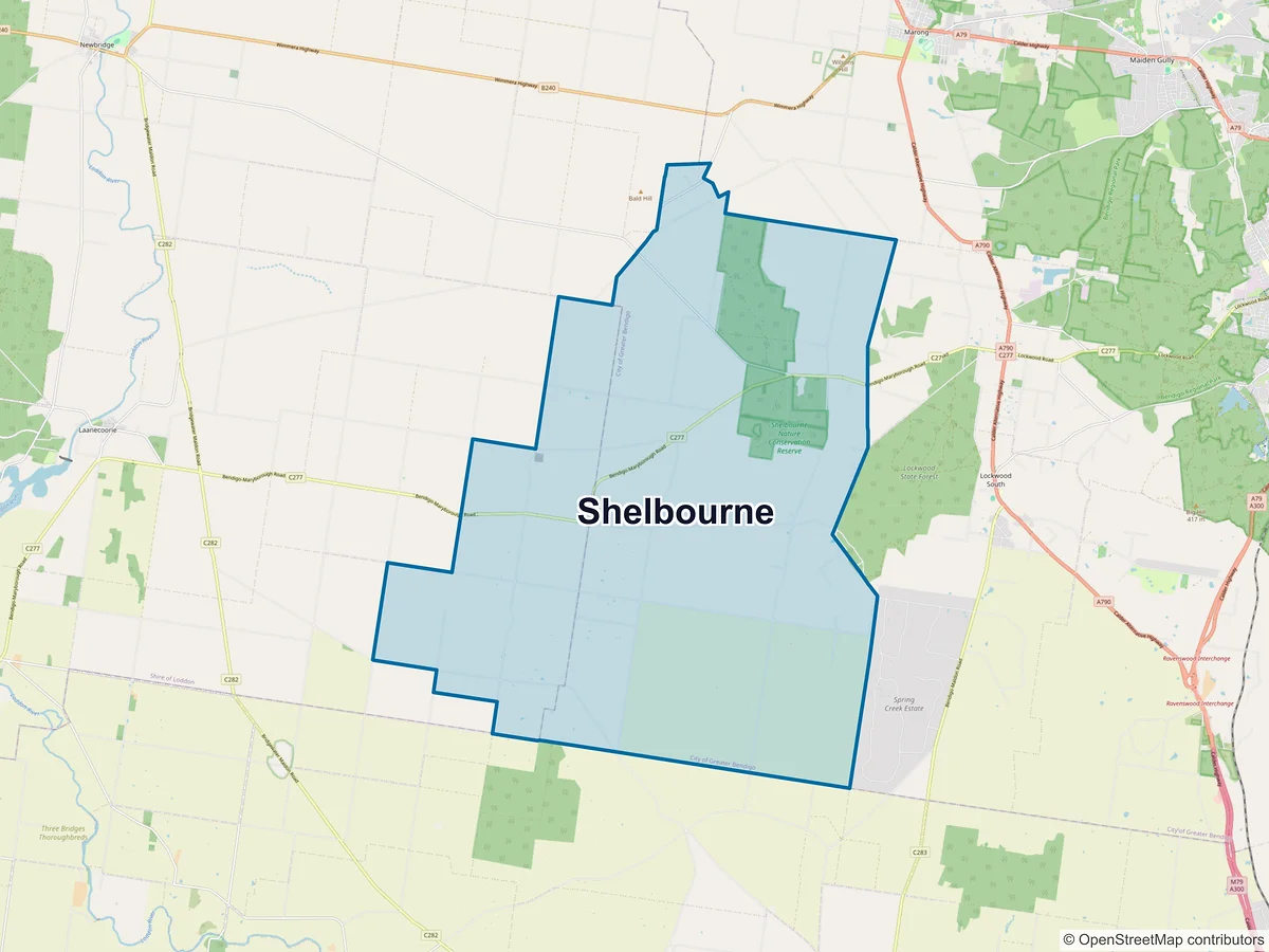 Map of Shelbourne, VIC, Australia