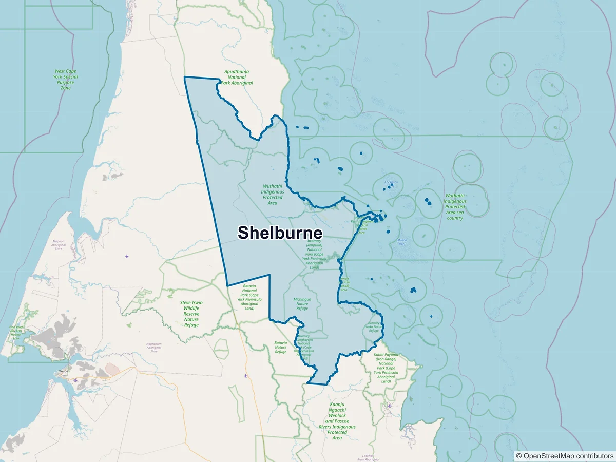 Map of Shelburne, QLD, Australia