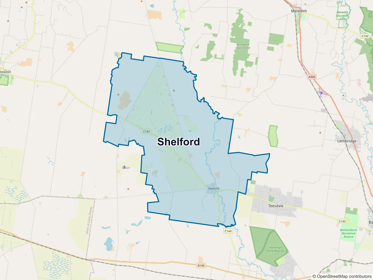 Map of Shelford, VIC, Australia