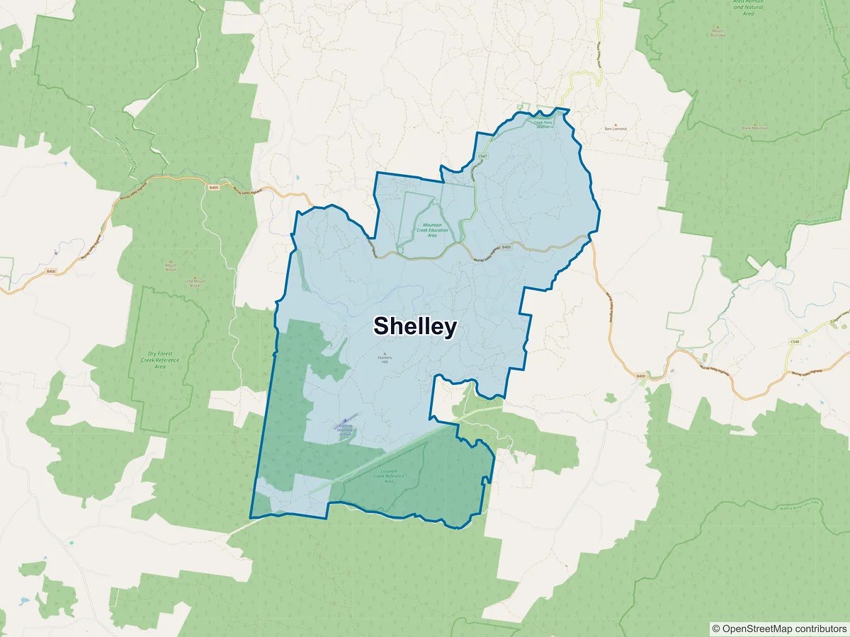 Map of Shelley, VIC, Australia