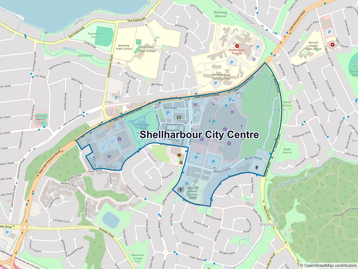Map of Shellharbour City Centre, NSW, Australia