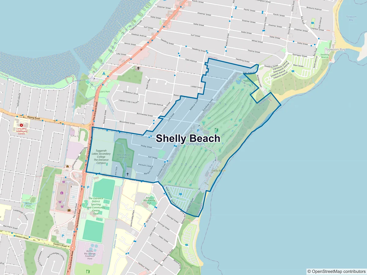 Map of Shelly Beach, NSW, Australia