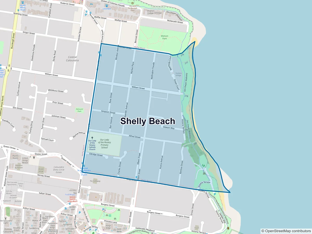 Map of Shelly Beach, QLD, Australia