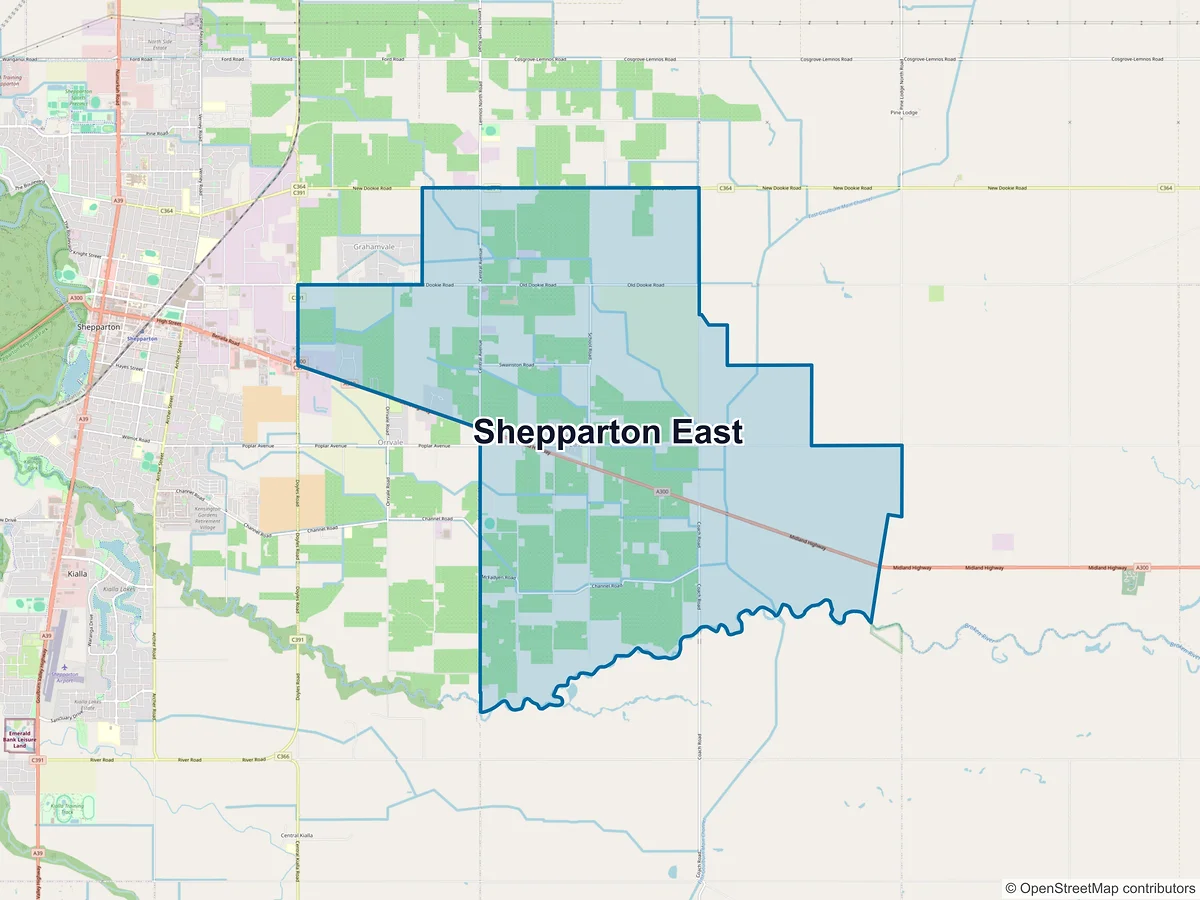 Map of Shepparton East, VIC, Australia