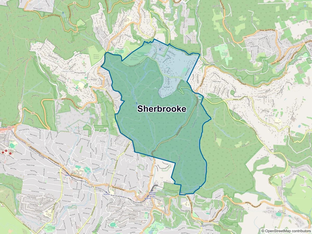Map of Sherbrooke, VIC, Australia