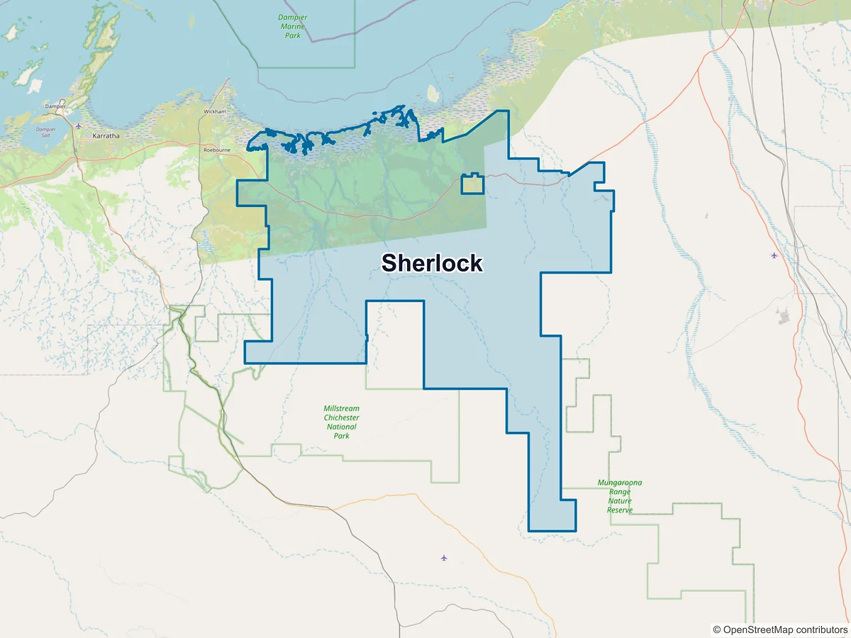 Map of Sherlock, WA, Australia