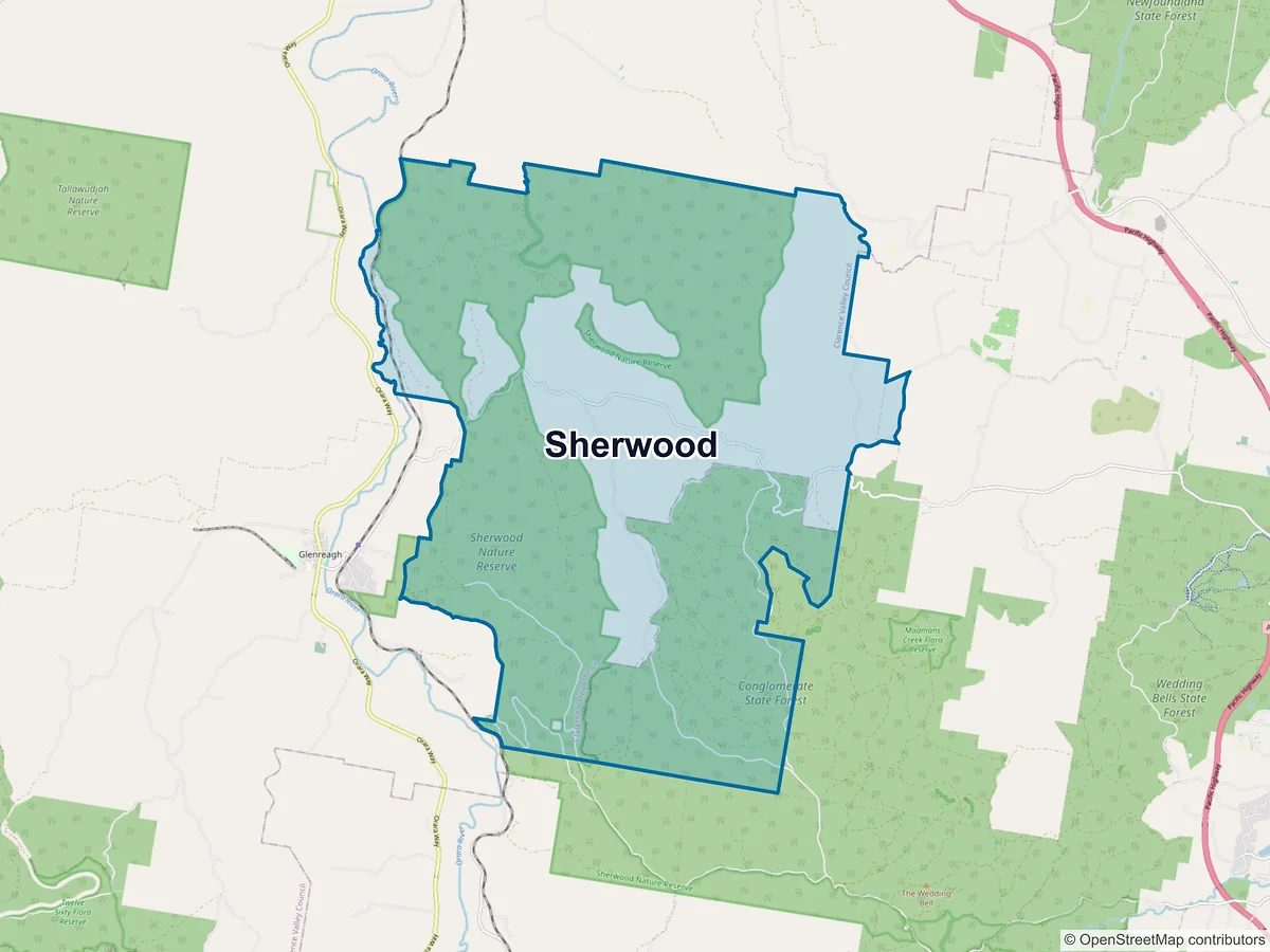 Map of Sherwood, NSW, Australia