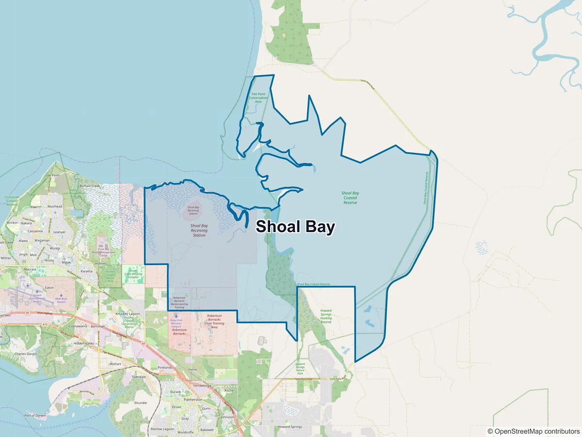 Map of Shoal Bay, NT, Australia