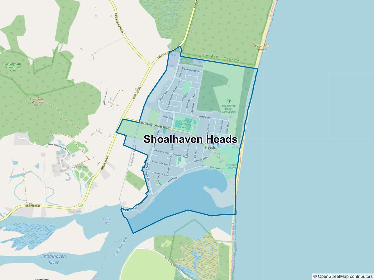 Map of Shoalhaven Heads, NSW, Australia