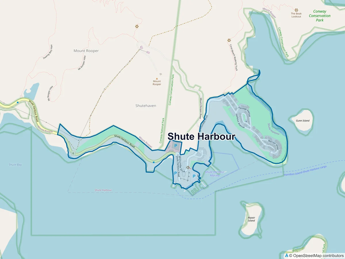 Map of Shute Harbour, QLD, Australia