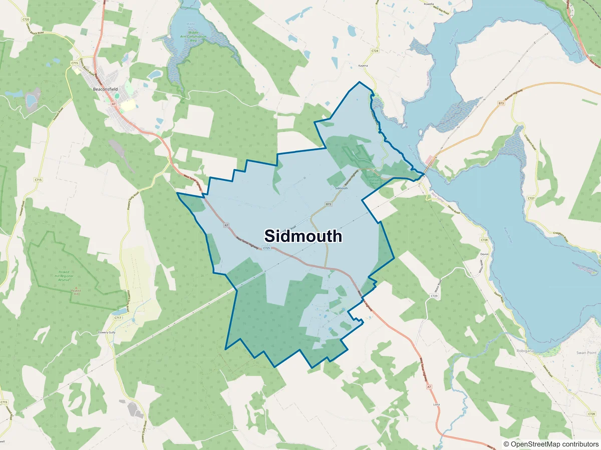 Map of Sidmouth, TAS, Australia