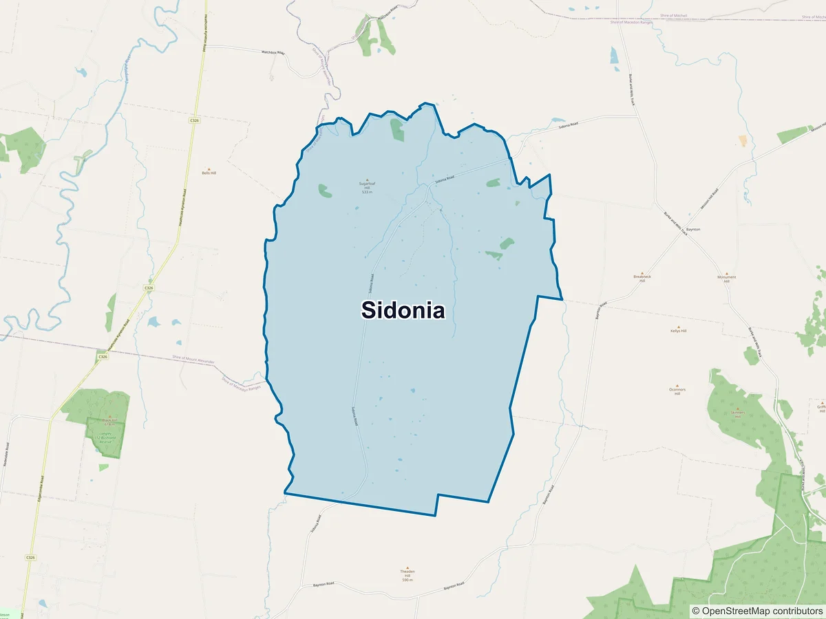 Map of Sidonia, VIC, Australia