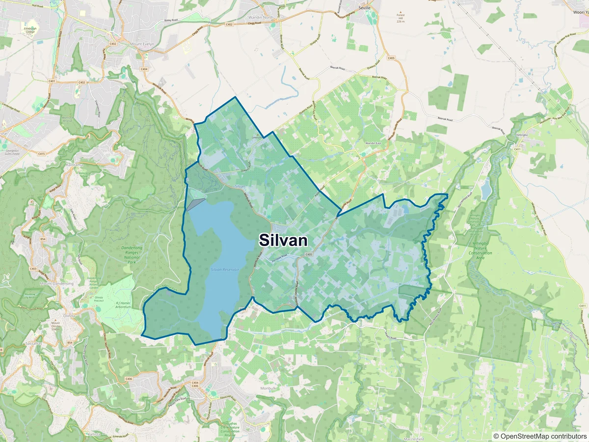 Map of Silvan, VIC, Australia
