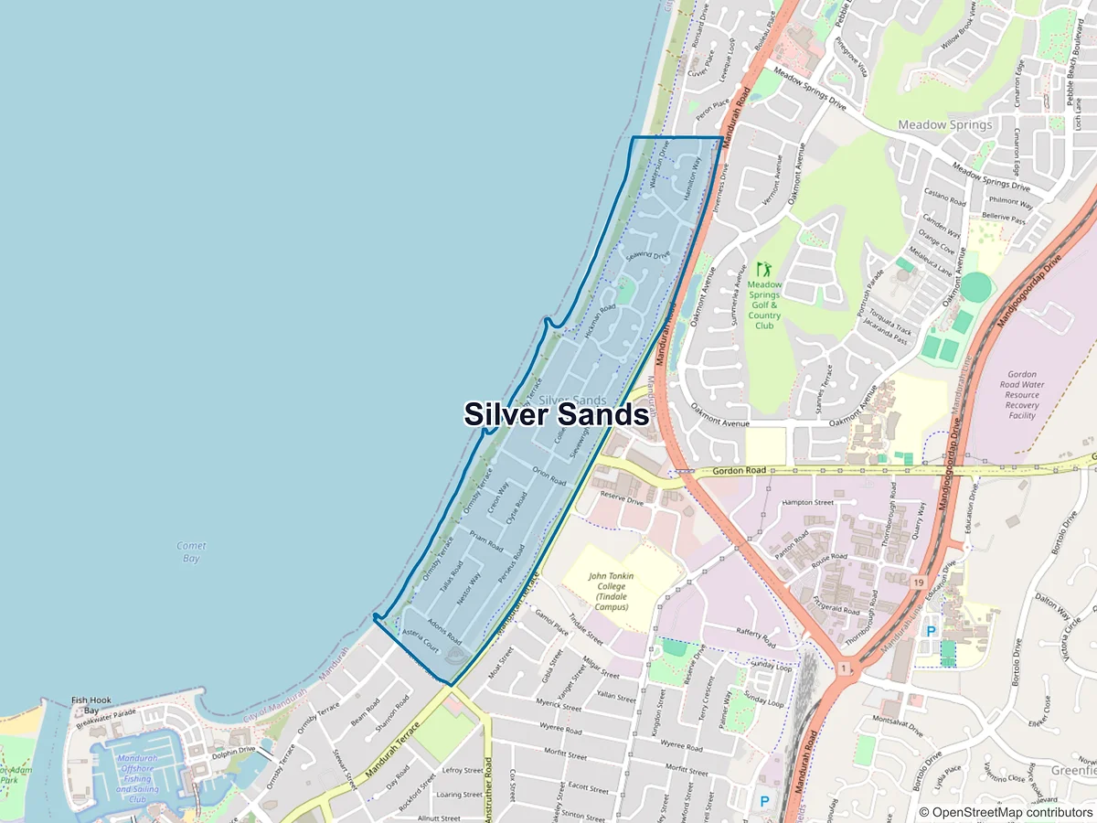 Map of Silver Sands, WA, Australia