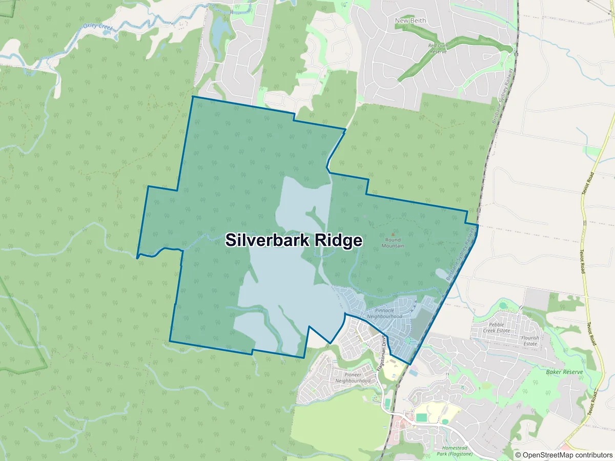 Map of Silverbark Ridge, QLD, Australia