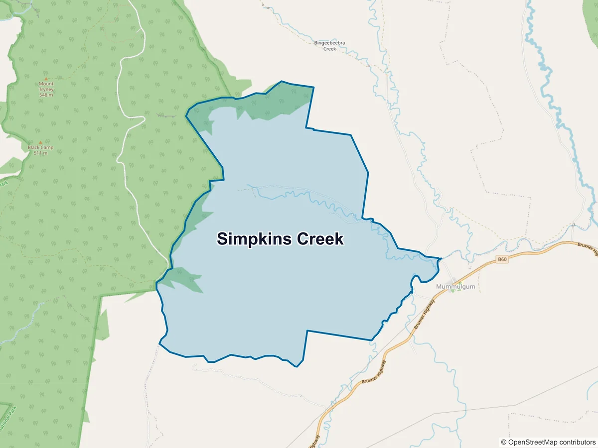 Map of Simpkins Creek, NSW, Australia