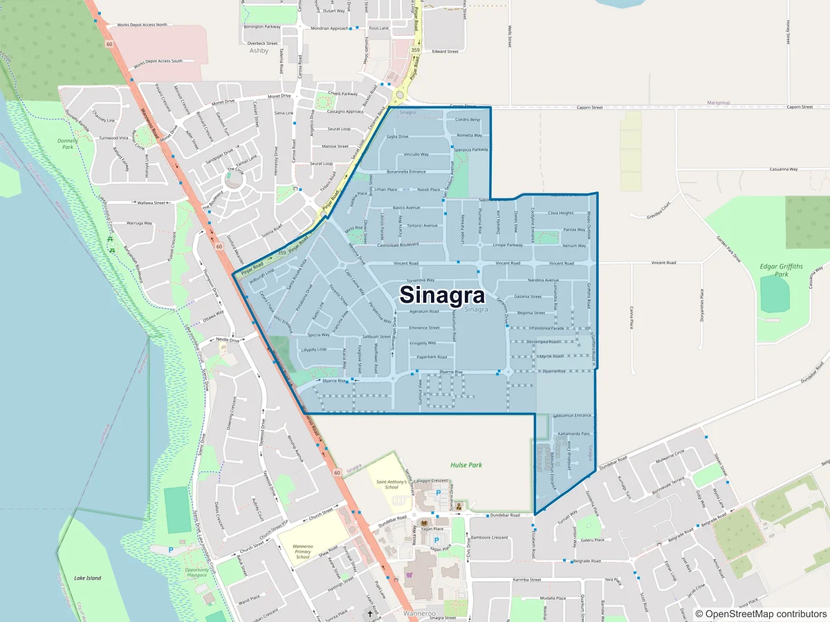 Map of Sinagra, WA, Australia