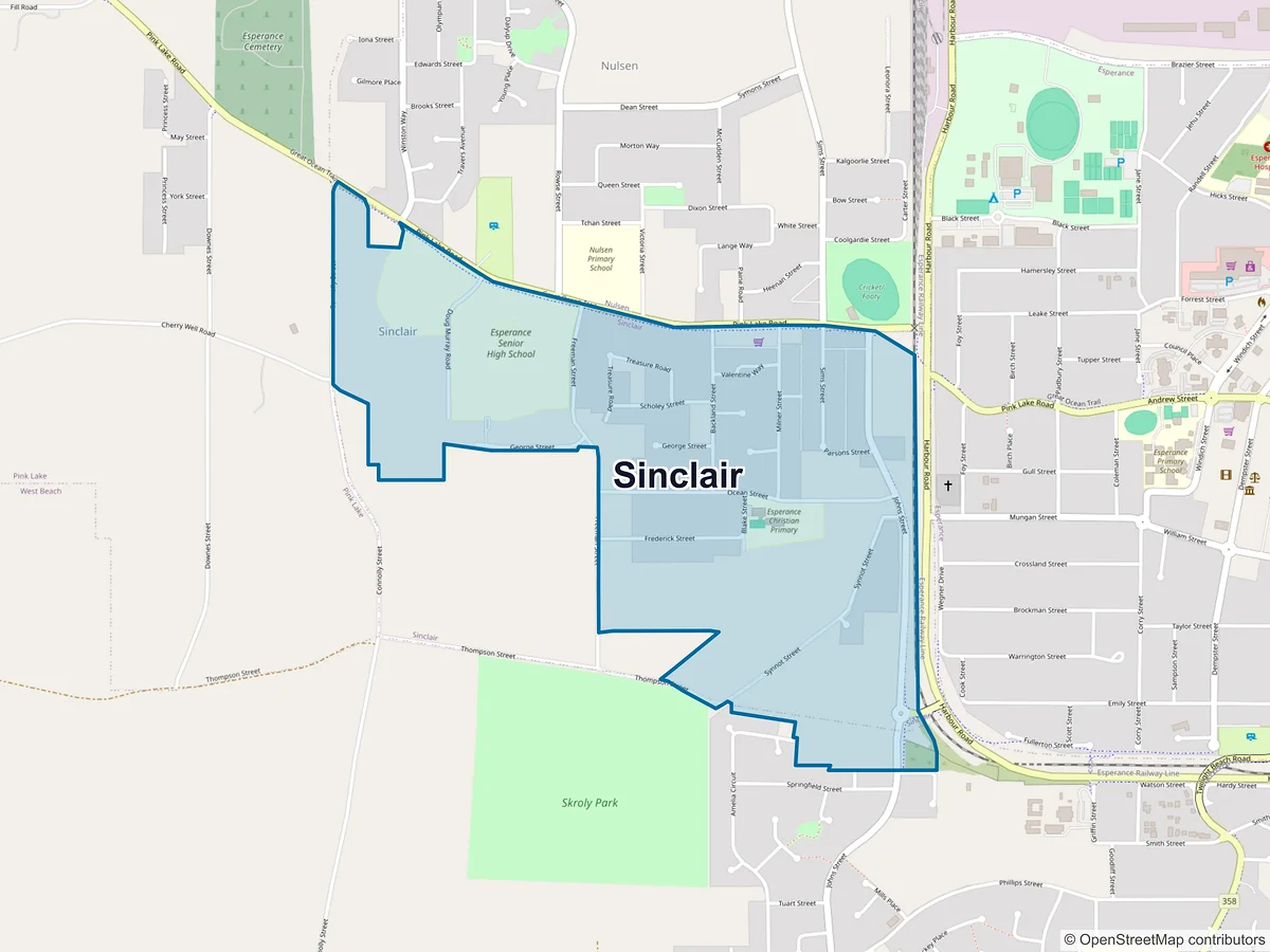 Map of Sinclair, WA, Australia