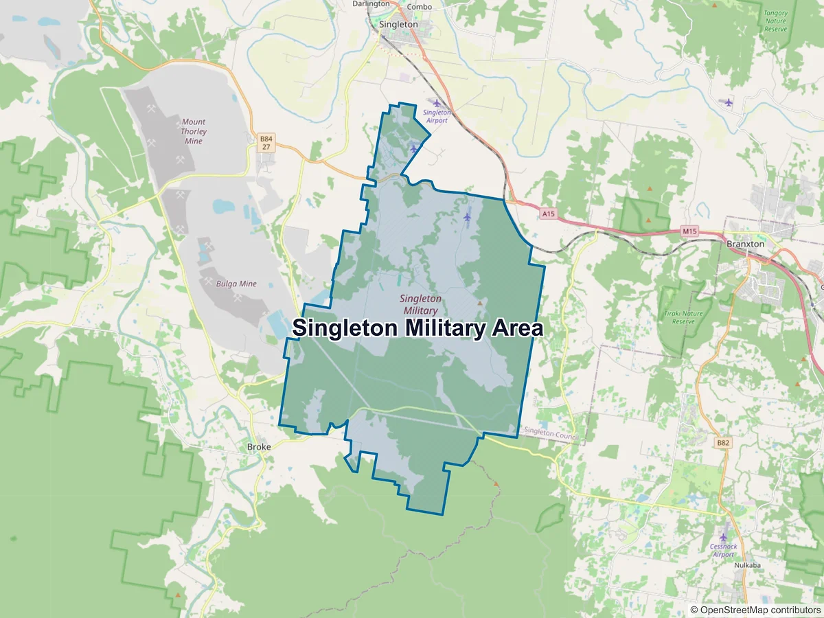 Map of Singleton Military Area, NSW, Australia