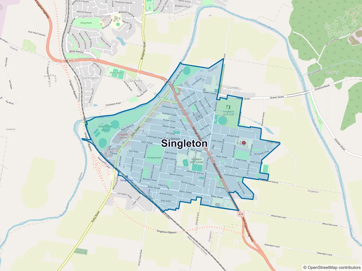 Map of Singleton, NSW, Australia