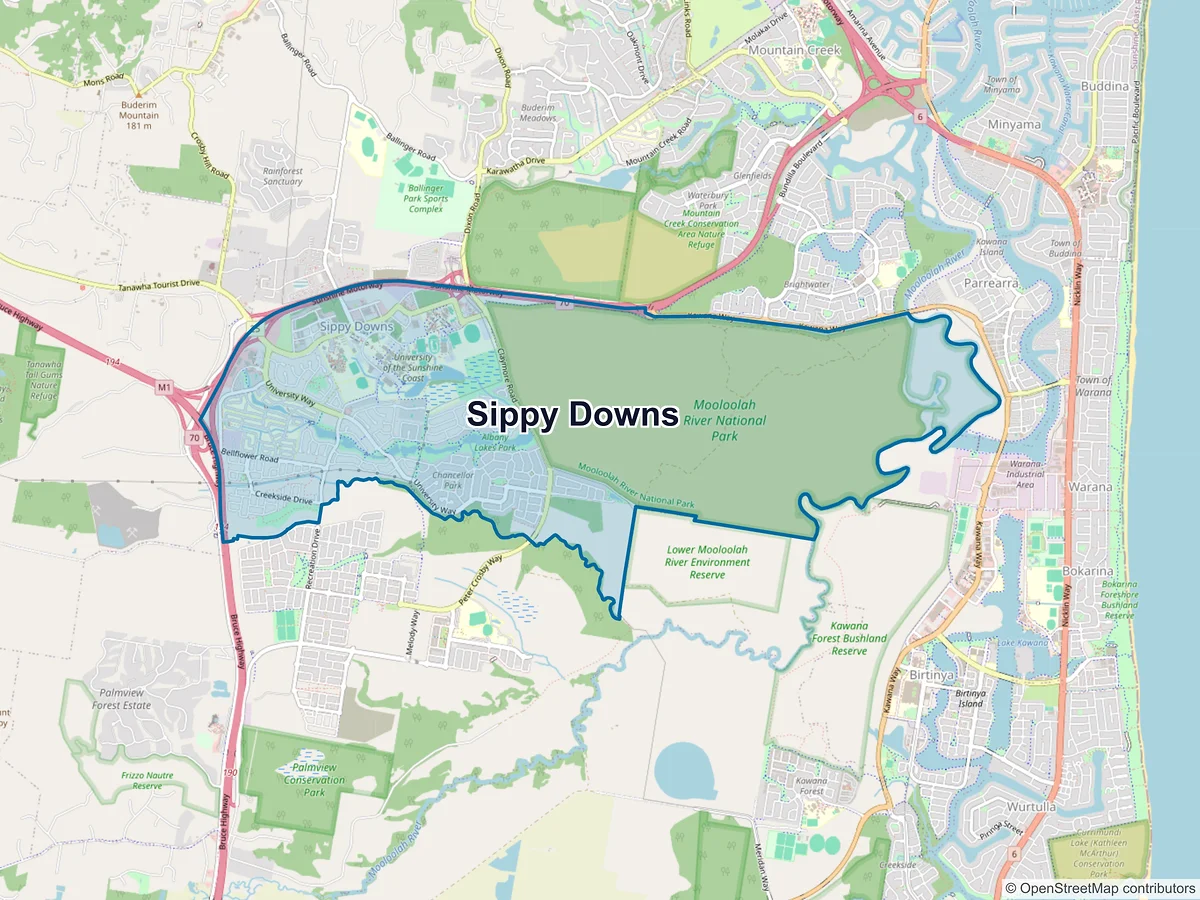 Map of Sippy Downs, QLD, Australia